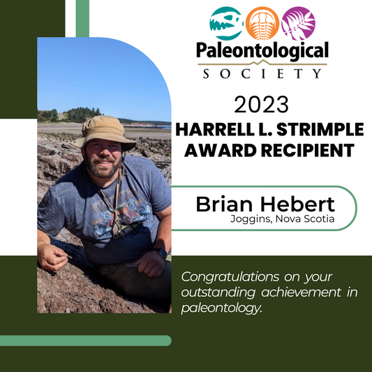 Brian Hebert, recipient of the 2023 Harrell L. Strimple Award for contributions to paleontology.