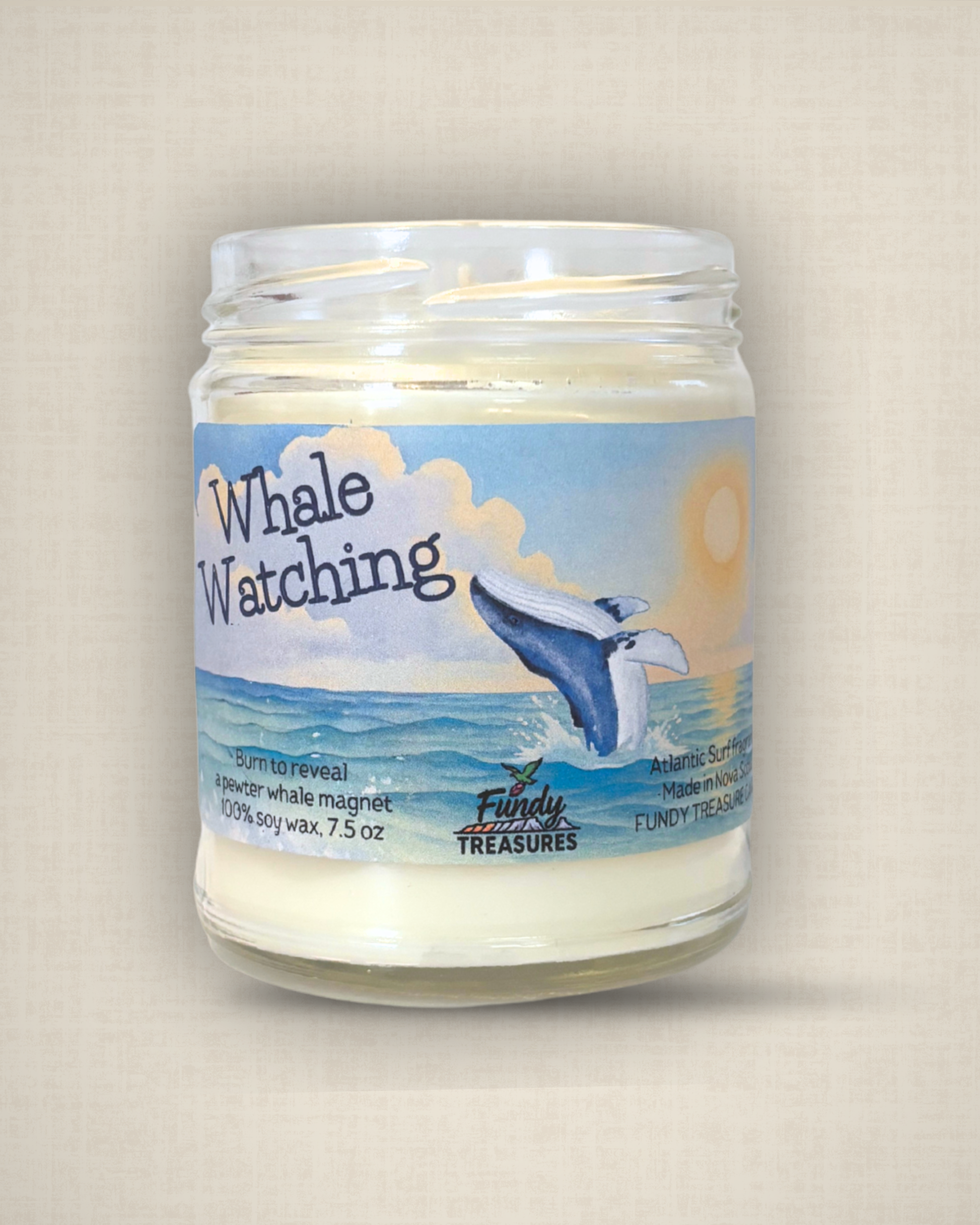 Whale Watching candle inspired by Bay of Fundy ocean air